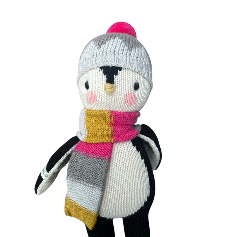 Cuddle‎ & Kind Everest Penguin Pink Gray Scarf Hat Hand Knit Plush Doll Peru - Picture 2 of 7